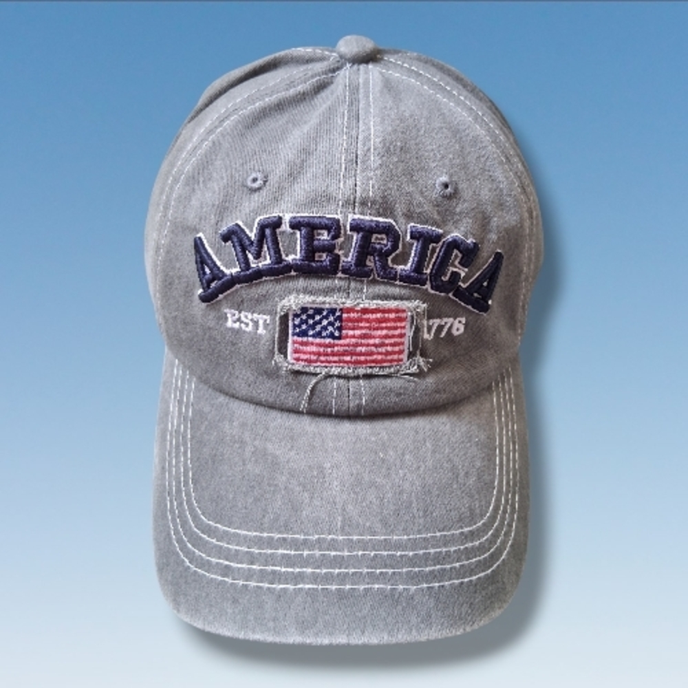 Gray America Embroidered Cap